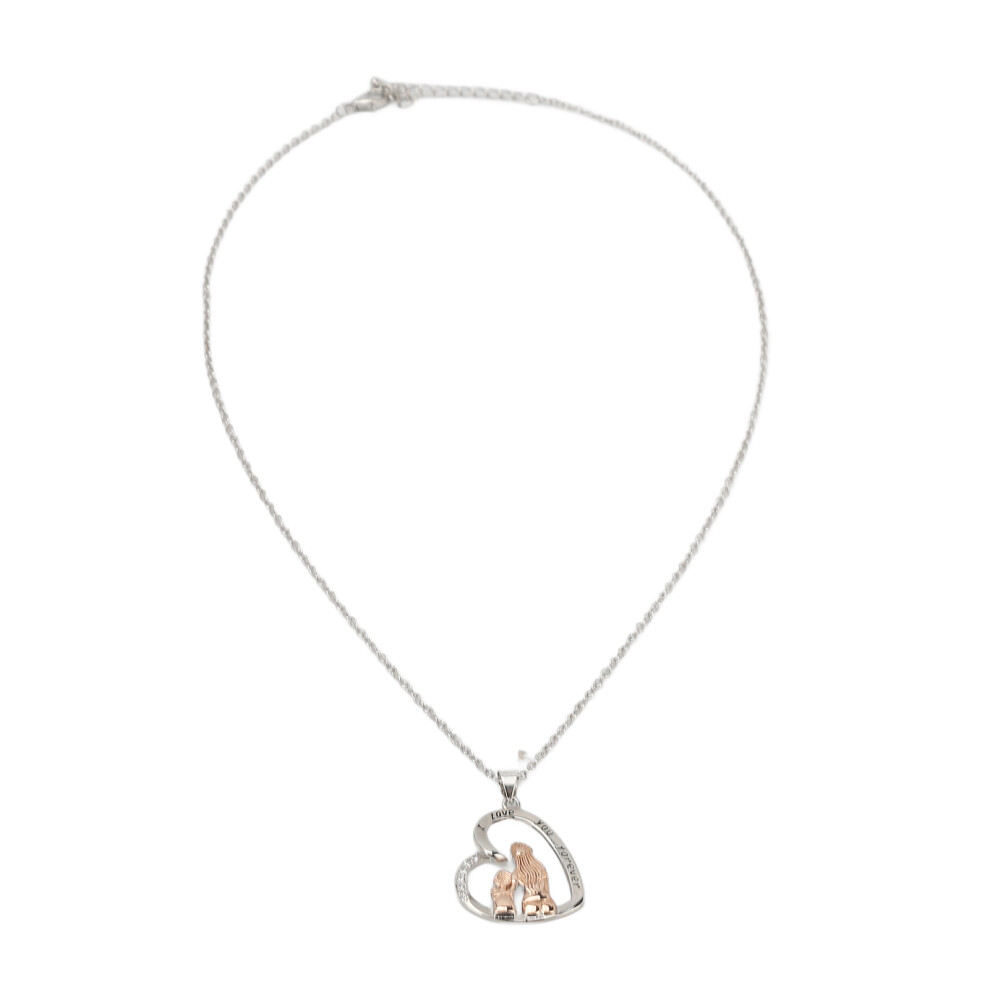 Rhinestone Heart Pendant Necklace for Mom & Daughter Collarbone Chain Jewelry