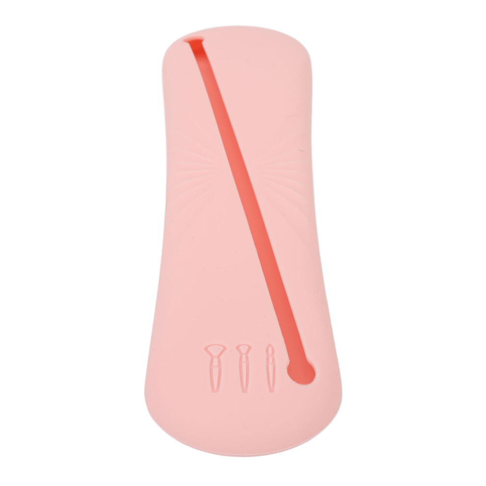 Pink Silicon Cosmetic Brush Holder Large Capacity Travel Dustproof Makeup Case