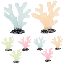 8Pcs Assorted Color Resin Coral Decor Glow in Dark Fish Tank Ornament