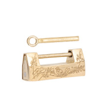 1Set Gouden Koperen Mini Slot Met Retro Decor Voor Sieradendoos