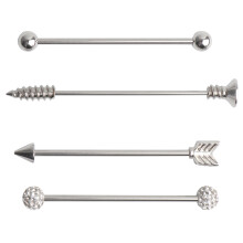 1 Set Industrielle Barbell Ohrstecker Doppeltes Ohrloch Silber
