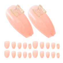 24Stk Schmetterlinge Rosa Lange Nägel Vollabdeckung Echtlook