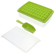 1 Set Eiswürfelform, Eiskratzer, Aufbewahrungsbox (Grün Transparent)