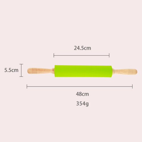Green Bamboo Rolling Pin Non-Stick Wood Handle for Home Baking 1