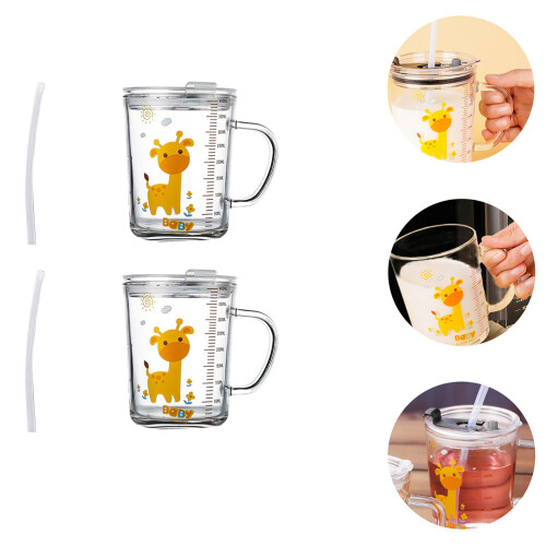 2 Sets Kinder Becher Mit Deckeln Süßer Cartoon Design 2
