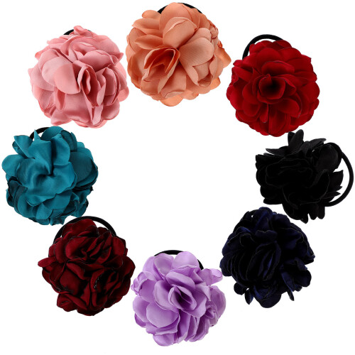 8 Stück Elastische Haargummis Mit Blumenmuster Für Mädchen
