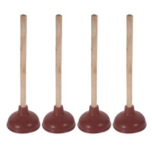 4-teiliger Toilettenschwengel mit Saug-Gummikolben, Holzgriff