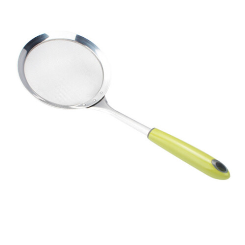 Stainless Steel Long Green Handle Spoon Strainer For Kitchen 2