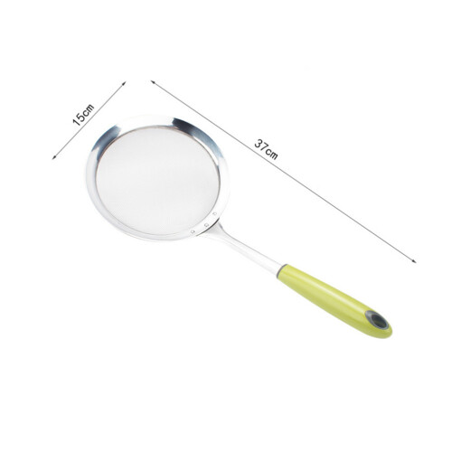Stainless Steel Long Green Handle Spoon Strainer For Kitchen 1