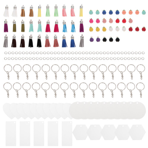 1Set Creatieve Sleutelhanger Kit Acryl + Rvs DIY Geschenk 1