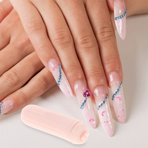 2 stempelstifte french-tip-set, silikon, pink, mit transferöl 2