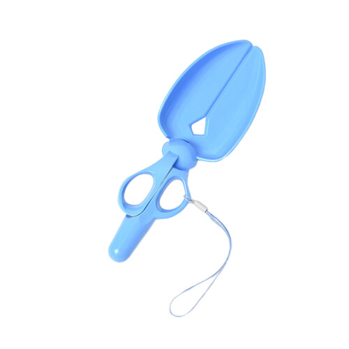 1pack Cat Scoop For Pet Owners Scissors Style Pick Up Tool Blue
