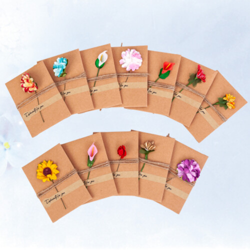 12 vintage kraft handgemaakte groetkaarten, gemengd 2
