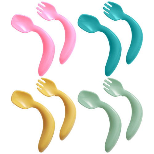 1Ensemble Couverts Bébé Pliable PP Colorés Ustensiles 2