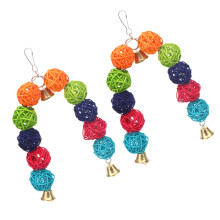 2Pcs Bright Color Parrot Nibbling Toy Durable Rattan Ball for Birds