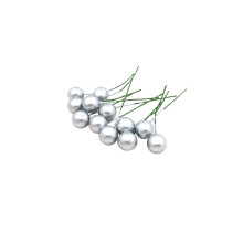 48Pcs Silver Fake Berries Artificial Lifelike Cherries for Home Decor