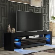 Aria 160cm TV Unit LED - Black Gloss Doors
