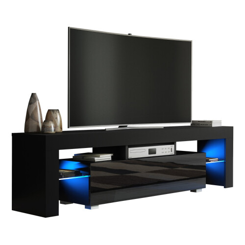 Creative Furniture Aria 160cm TV Unit LED - Black Gloss Doors 2
