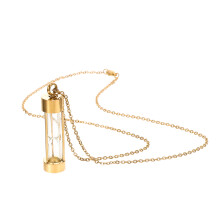 Golden Stainless Steel Urn Necklace for Ashes Pet Memorize Pendant