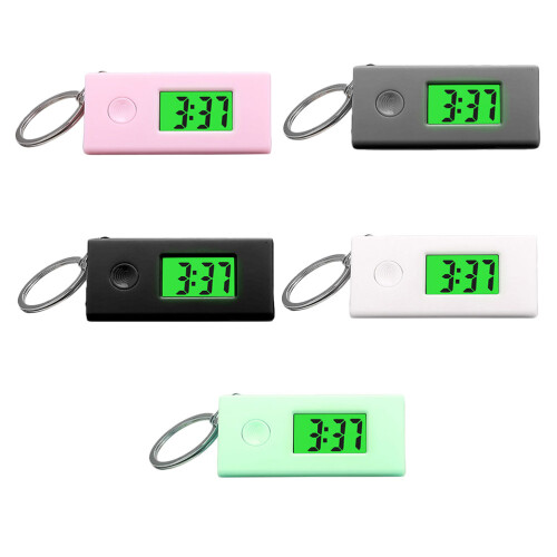 5 sleutelhangers digitale horloges met licht, draagbaar