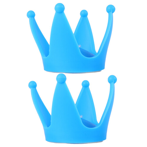 2Stk Blaue Helm Deko Krone Mit Doppel-Saugnapf Silikon