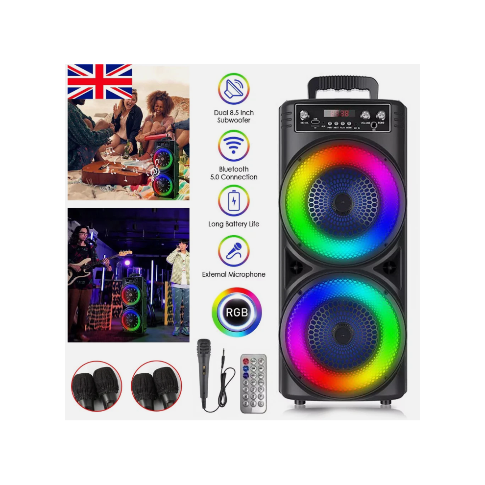 6000W Portable Bluetooth Speaker Sub woofer Heavy Bass Party+Remote