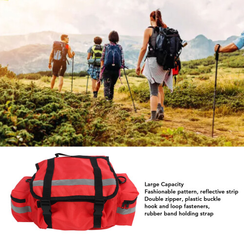 Versatile Large Capacity First Aid Bag in Red with Reflective Safety Stripes 2