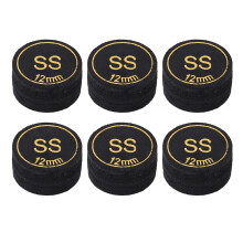 6pcs Pool Cue Tips 12mm PU Lightweight Black Replacement for Home Club