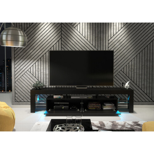 Creative Furniture Nova 200cm TV Unit LED - Black Gloss Doors 2