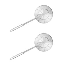 2Pcs Stainless Steel Oil Colander Scoop Frying Slotted Spoon