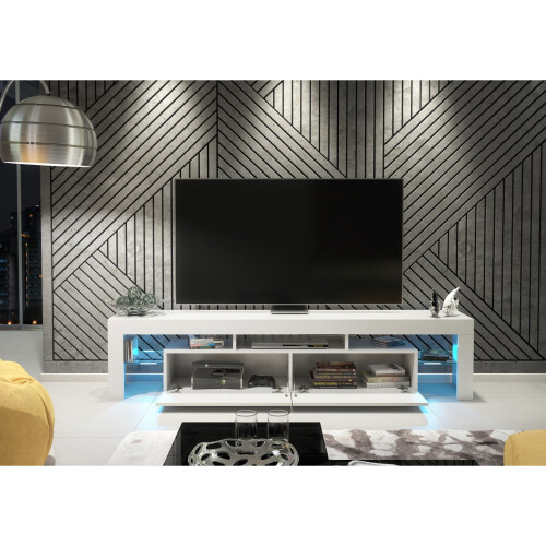 Creative Furniture Nova 200cm TV Unit LED - White Gloss Doors 2