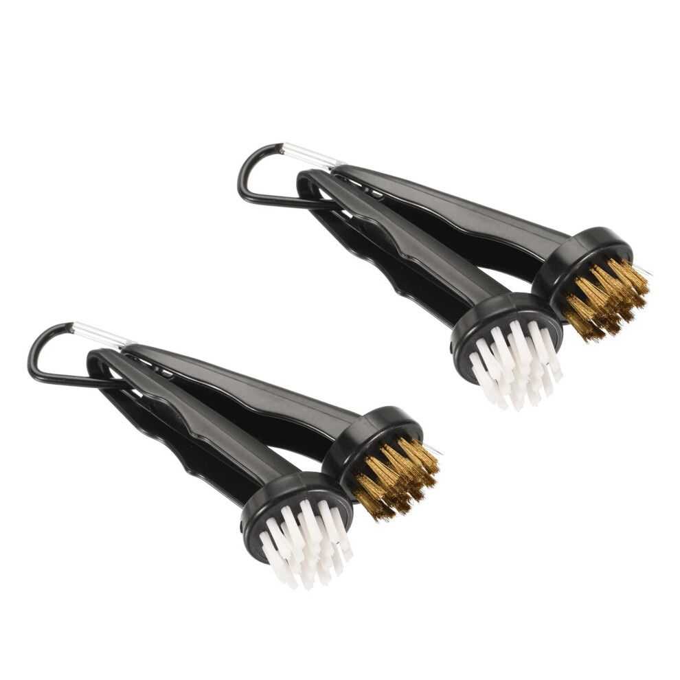 Golf Club Brush Two-Bristle Head Groove Cleaner - 2-Pack, Clip Retractable, Outdoor Black Cleaning Tool-image-OPC-PKZFMT6-NEW