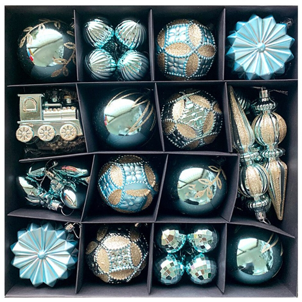 B&Q - Blue 60 Pcs Christmas Baubles Balls Hanging Decoration Xmas Tree Ornaments Set - Image 2