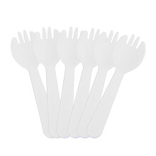 100 2-in-1 sporks kunststoff weiß für kuchen salat dessert
