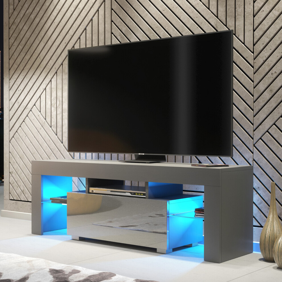 Creative Furniture Floe 130Cm Tv Unit Led - Dark Gloss Doors Grey