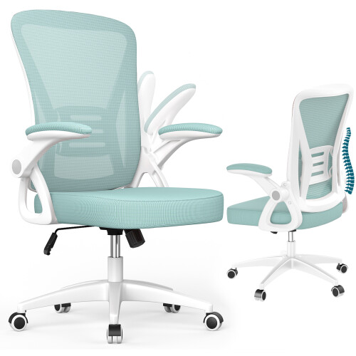 (Green)Office Chair Adjustable Lumbar Support Mesh 1