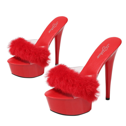 1 paar met pluizige , teenslippers 1
