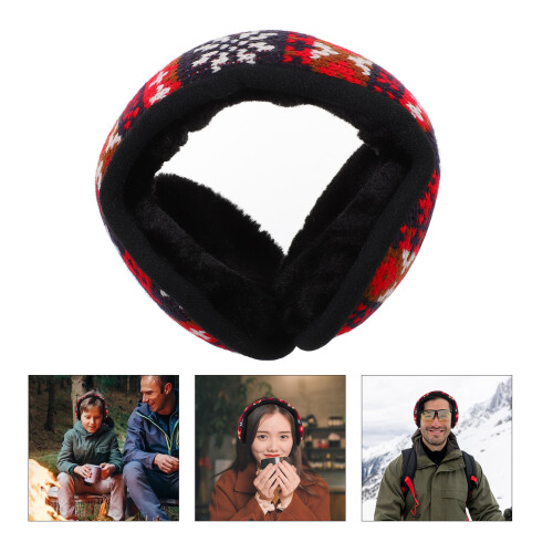 1Pc Plush Red Earmuff Warm Ear Cover Foldable Winter Ear Warmer 1