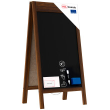 Pavement Sign with Wide Top Border Wooden Frame 100x50cm, Sidewalk Advertising Board Chalkboard A-Frame