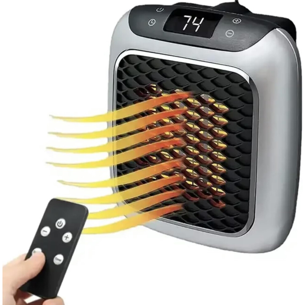 Portable Heater, 800w Ceramic Plug In Heater, Space Electric Fan Heater With Remote Control, 12h Timer, Led Display, 2 Heat Setting