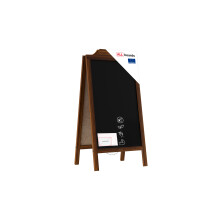 Pavement Sign with Wave Top Border Wooden Frame 100x50cm, Sidewalk Advertising Board Chalkboard A-Frame