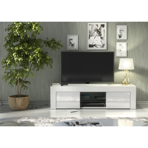 Creative Furniture TV Unit 130cm - White Gloss Doors 2