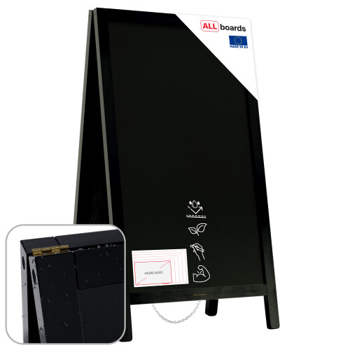 Waterproof Chalkboard Pavement Sign 78x44 cm - CLASSIC BLACK Frame