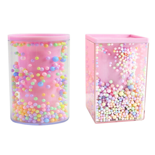 2St Stationery Holder Roze Acryl Met Ontwerp