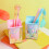 2St Stationery Holder Roze Acryl Met Ontwerp 5