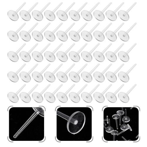 50 Kunststoff Ohrringe Blank Pin Stecker Hypoallergen 2