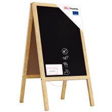 Pavement Sign with Natural Wooden Frame 118x61cm, Sidewalk Advertising Board Chalkboard A-Frame