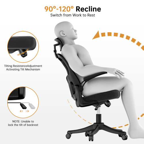 (Black) Ergonomic Office Chair with Adjustable Headrest,Mesh Back 2