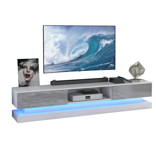 Creative Furniture Bloom 180cm TV Unit LED - White & Grey Gloss Doors 1