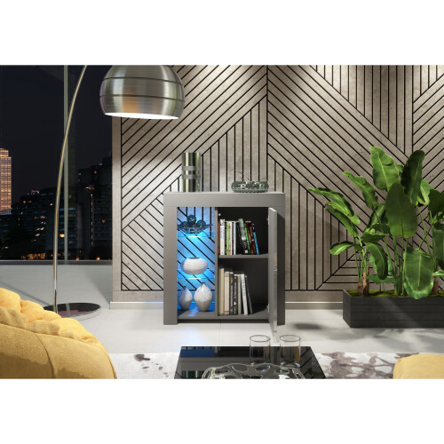 Creative Furniture Serene 83cm Sideboard LED - Dark Grey Gloss Doors 2